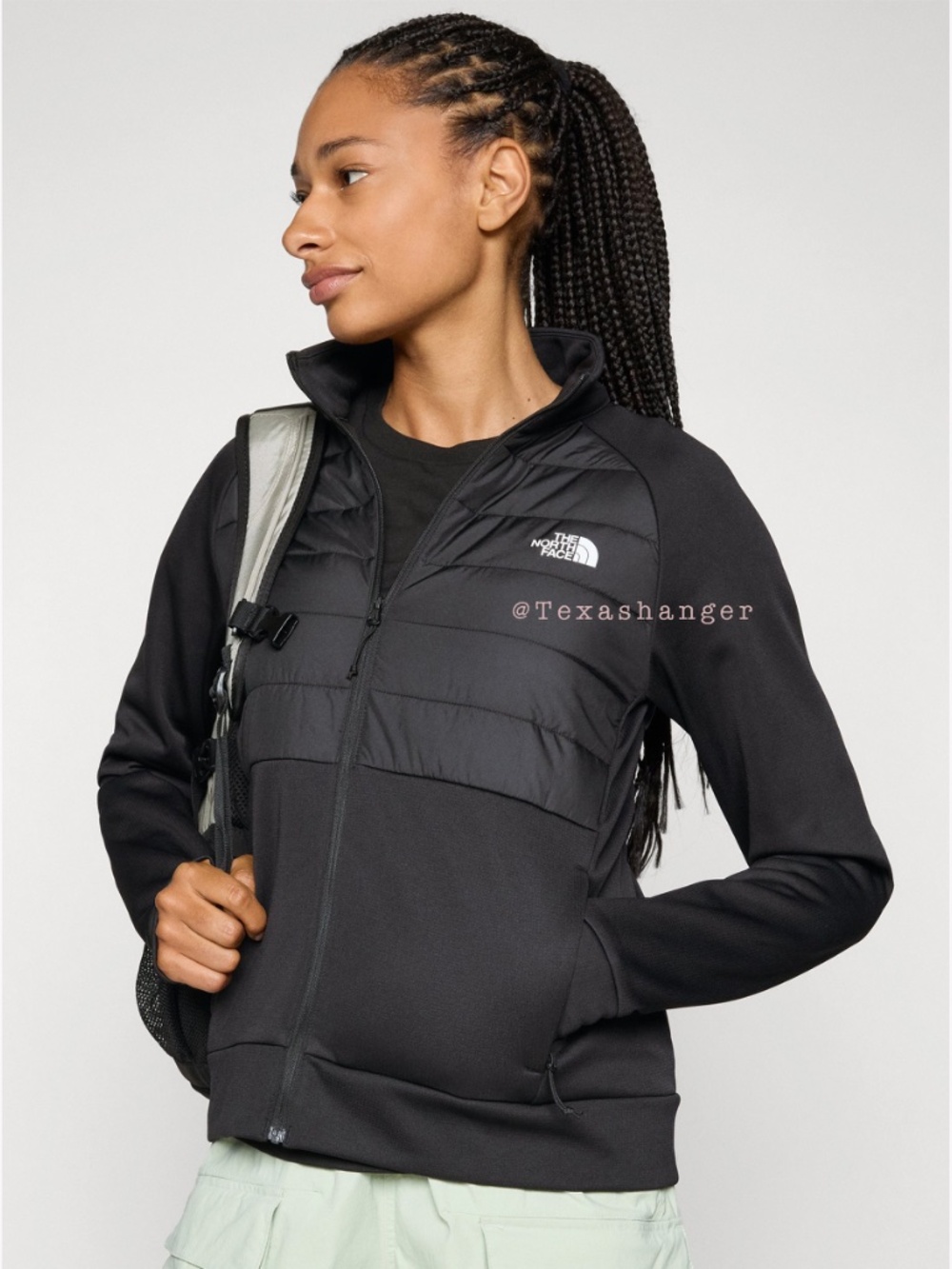 The North Face Women's Reaxion 2.0 Hybrid Full-Zip Jacket XXL TNF Black Heather